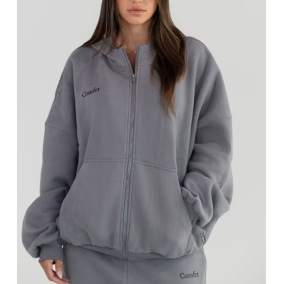 Comfrt Unisex Wolf Gray Cloud Zip Hoodie Size 2XL - Picture 1 of 9